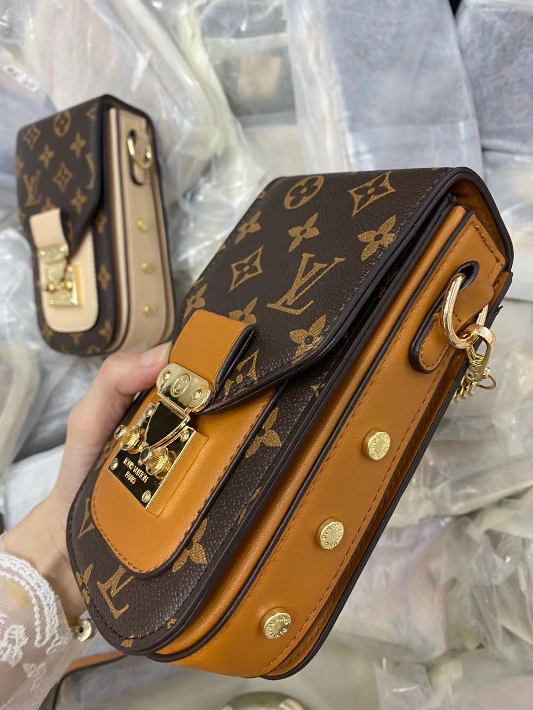 Chic Monogrammed LV Phone Pouch & Metal Chain