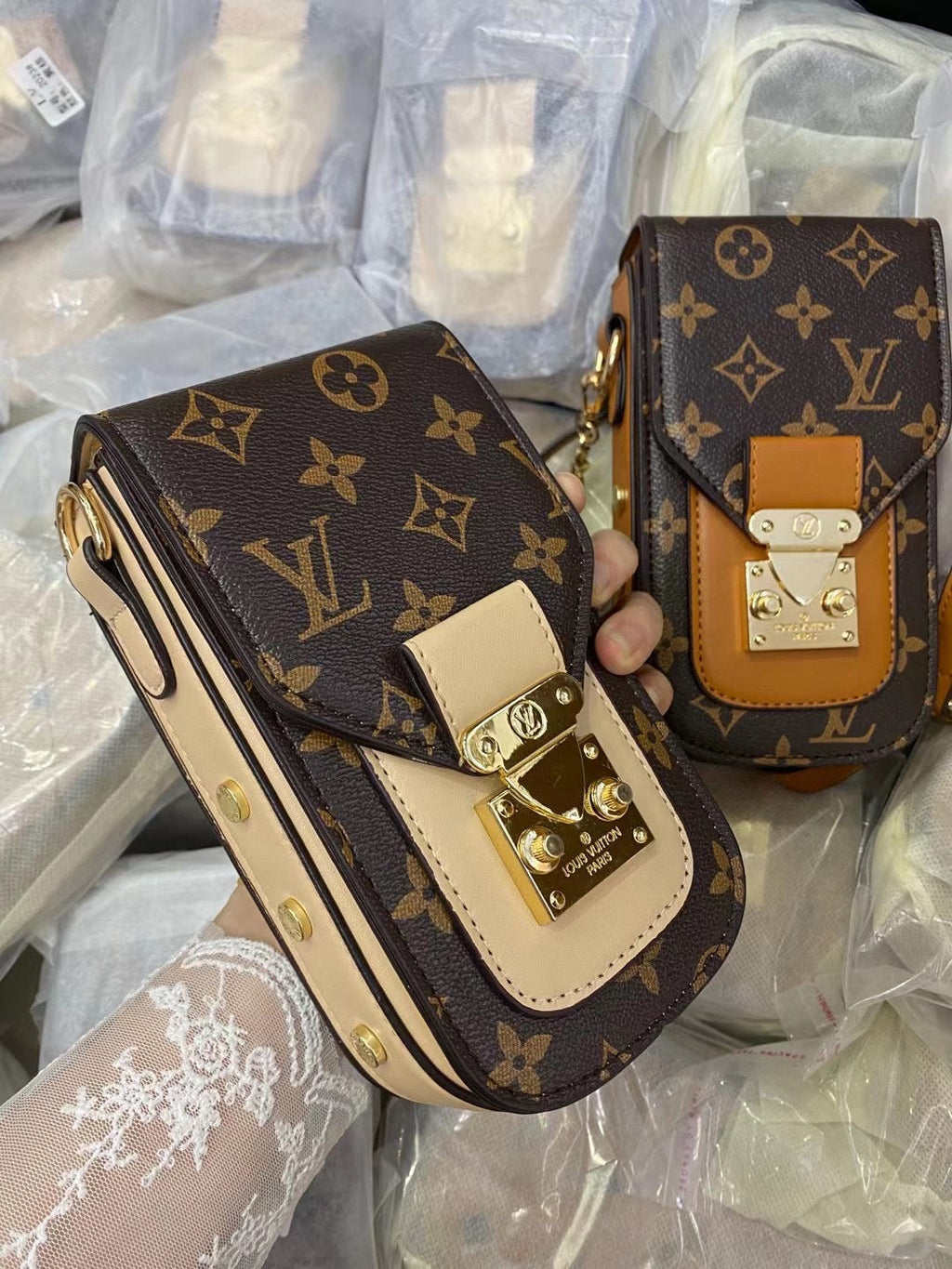 Chic Monogrammed LV Phone Pouch & Metal Chain