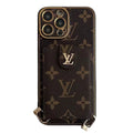 Monogram Leather V iPhone Wallet Case With Crossbody Strap