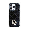 Luxury Black Monogram CD Leather iPhone Case